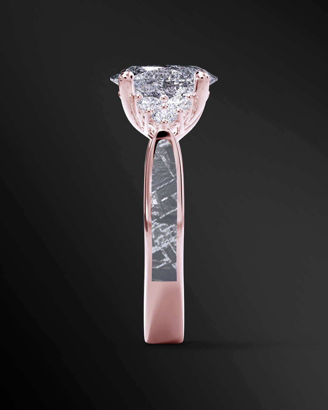 Andromeda - 14K Gold or Sterling Silver Engagement Ring for Women | Muonionalusta Meteorite | 8x6mm Oval-cut Galaxy Diamond Ring