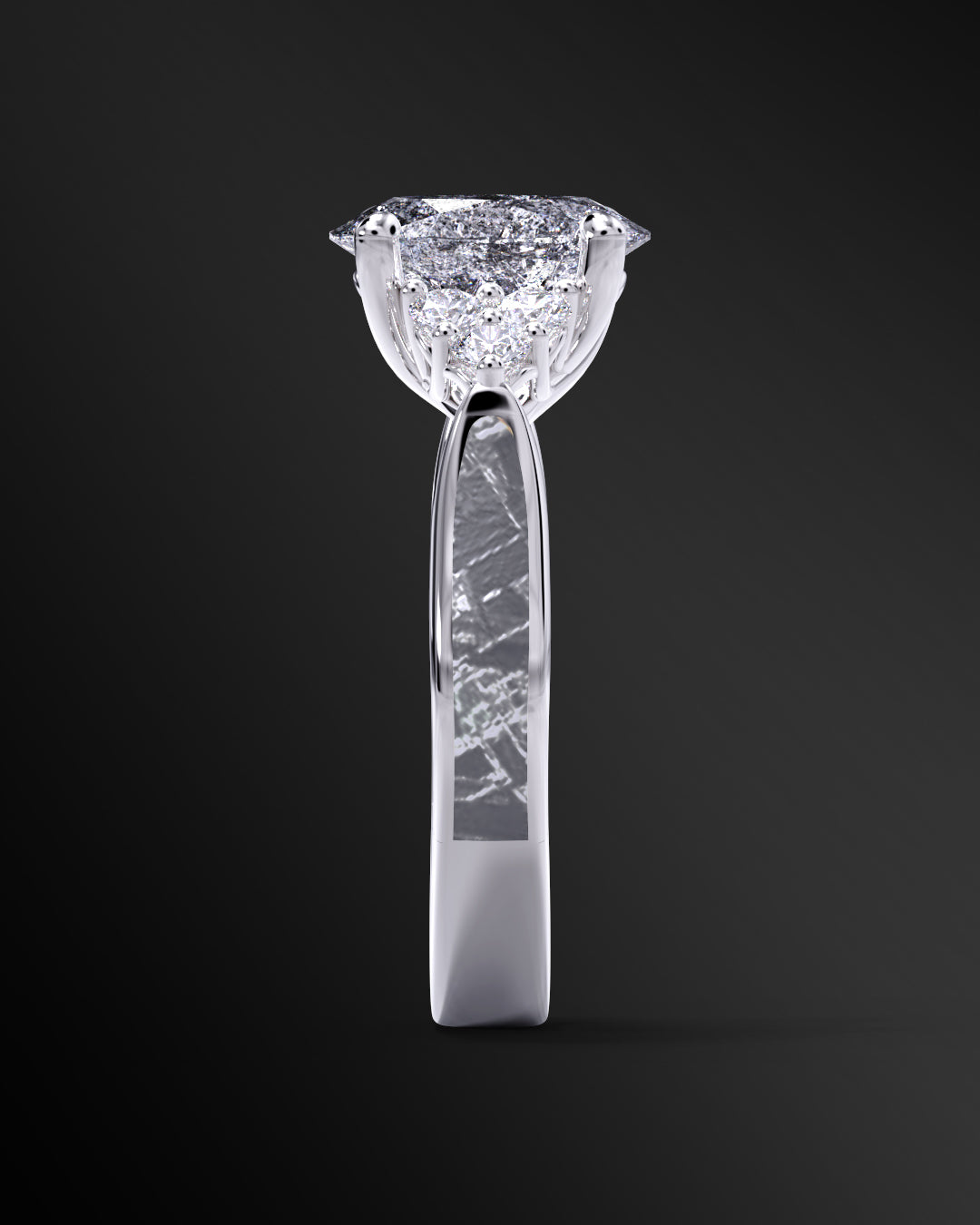 Andromeda - 14K Gold or Sterling Silver Engagement Ring for Women | Muonionalusta Meteorite | 8x6mm Oval-cut Galaxy Diamond Ring