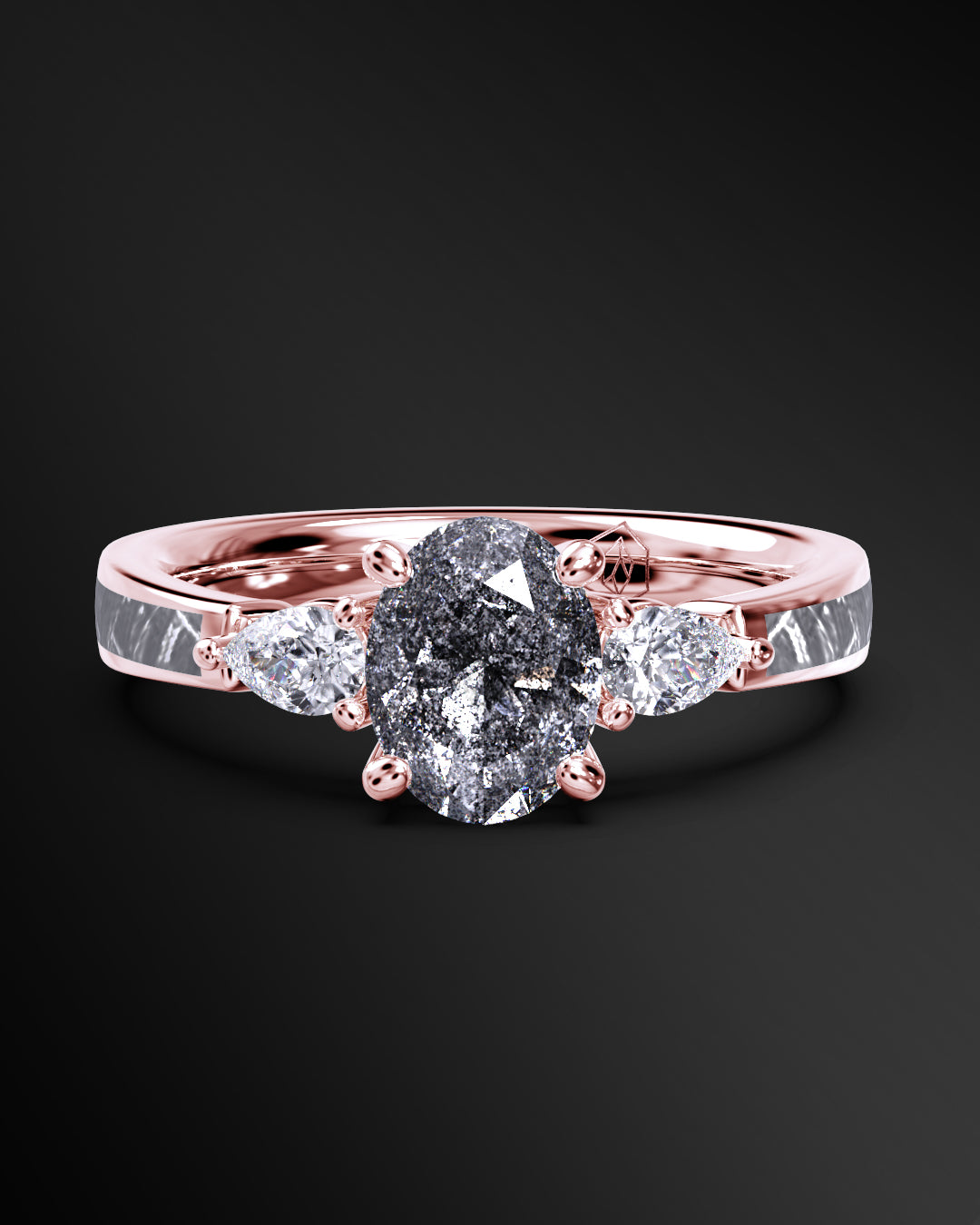 Supernova - 14K Gold or Sterling Silver Engagement Ring for Women | Muonionalusta Meteorite | 8.5x6.5mm Oval-cut Galaxy Diamond Ring