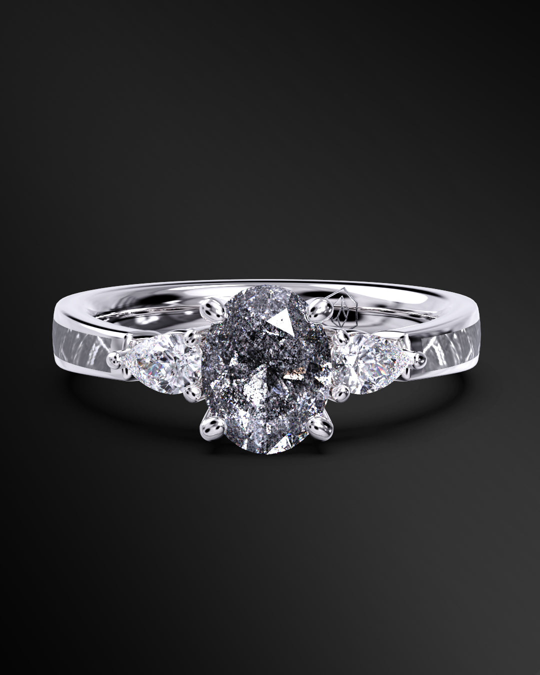 Supernova - 14K Gold or Sterling Silver Engagement Ring for Women | Muonionalusta Meteorite | 8.5x6.5mm Oval-cut Galaxy Diamond Ring