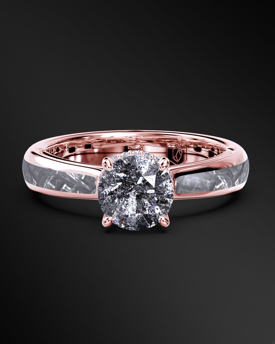 Nova Radiance - Engagement Ring for Women | Muonionalusta Meteorite Inlay | Galaxy Diamond Ring