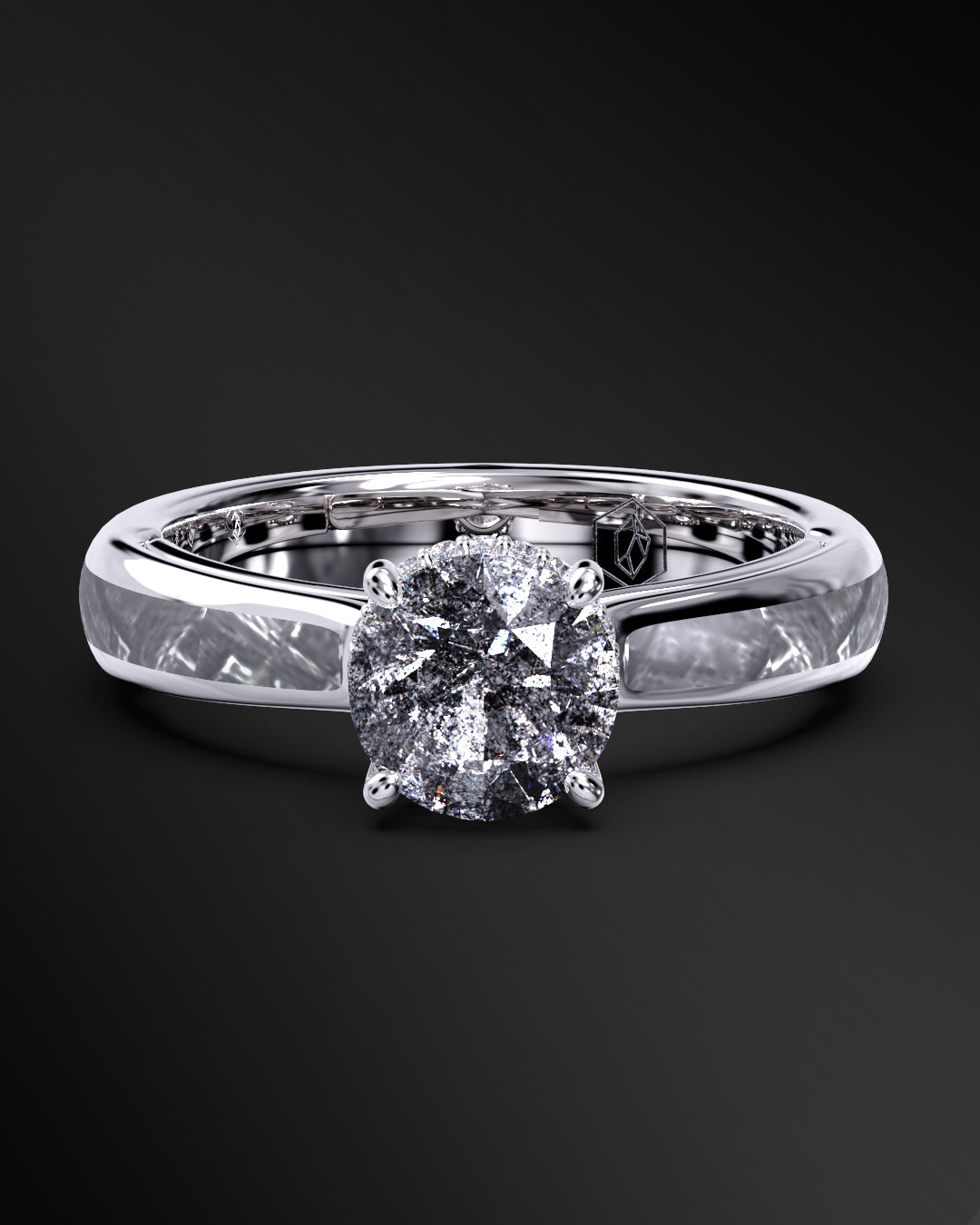 Nova Radiance - Engagement Ring for Women | Muonionalusta Meteorite Inlay | Galaxy Diamond Ring