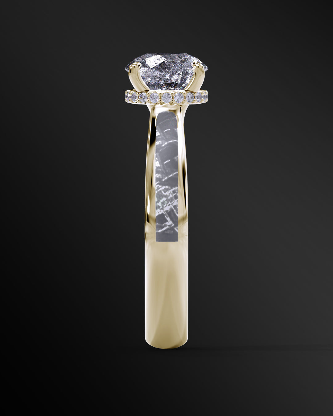 Nova Radiance - Engagement Ring for Women | Muonionalusta Meteorite Inlay | Galaxy Diamond Ring