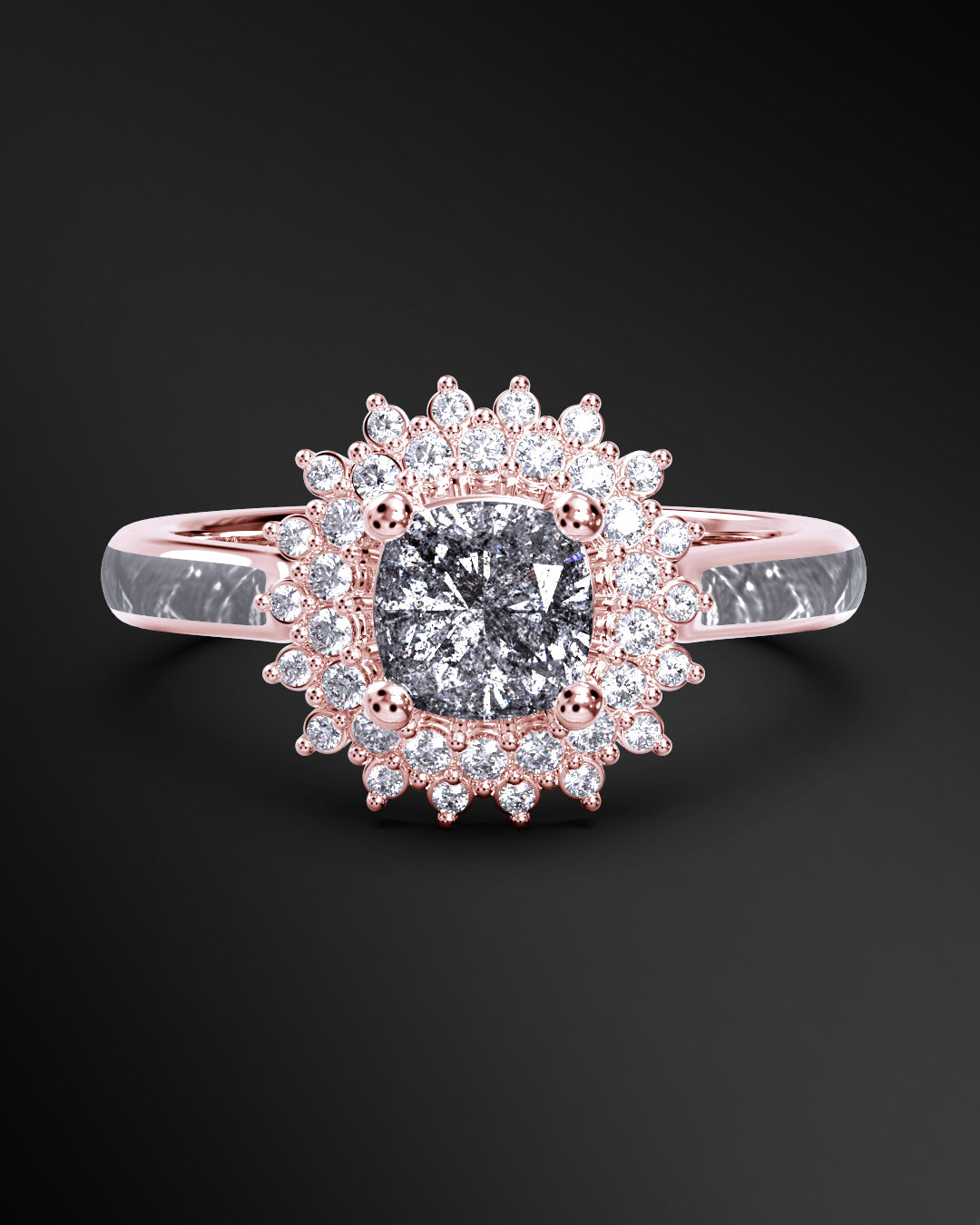 Solstice Shine - Women's ENGAGEMENT RING | Muonionalusta Meteorite Inlay | Cushion Square-Cut GALAXY DIAMOND RING