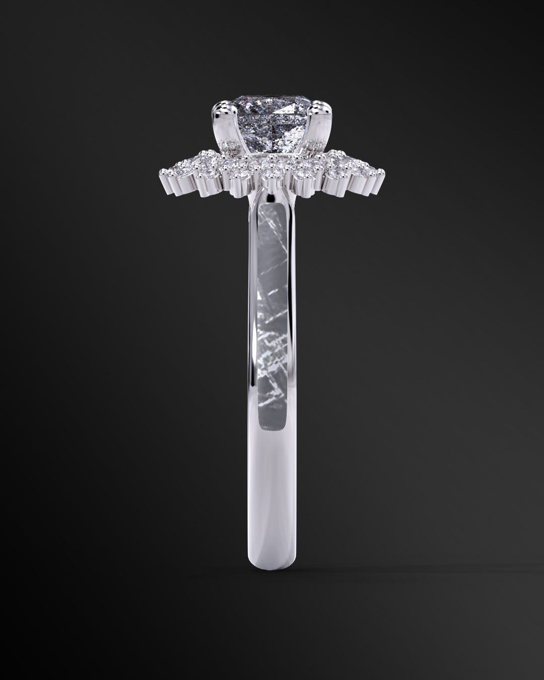 Solstice Shine - Women's ENGAGEMENT RING | Muonionalusta Meteorite Inlay | Cushion Square-Cut GALAXY DIAMOND RING