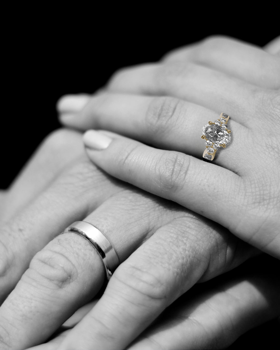 Andromeda - Engagement Ring for Women | Muonionalusta Meteorite | Oval-cut Galaxy Diamond Ring