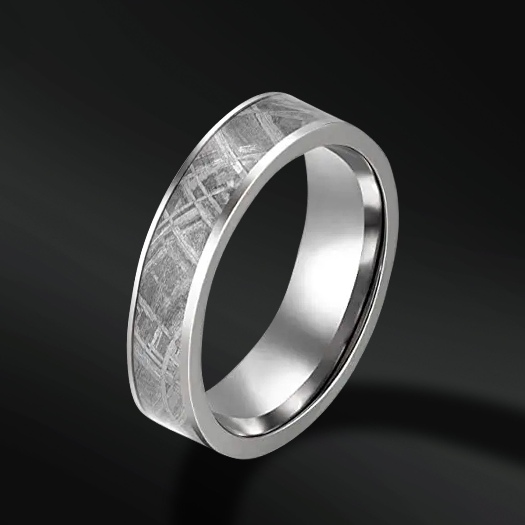 Golden Skyfall - Wedding Band for men | Stainless Steel | Muonionalusta Meteorite Ring for him