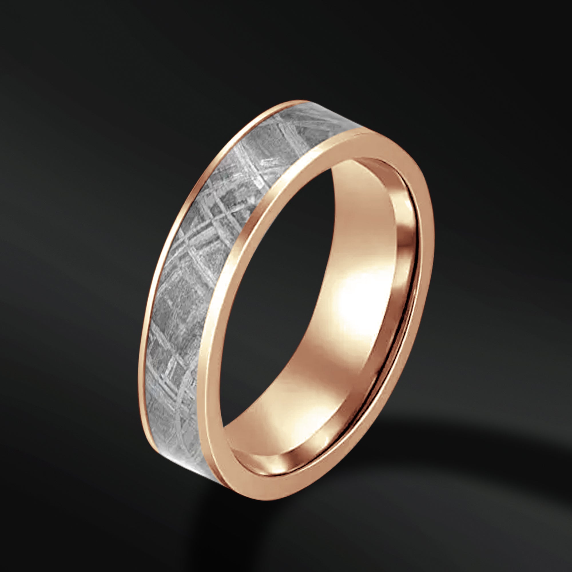Golden Skyfall - Wedding Band for men | Stainless Steel | Muonionalusta Meteorite Ring for him