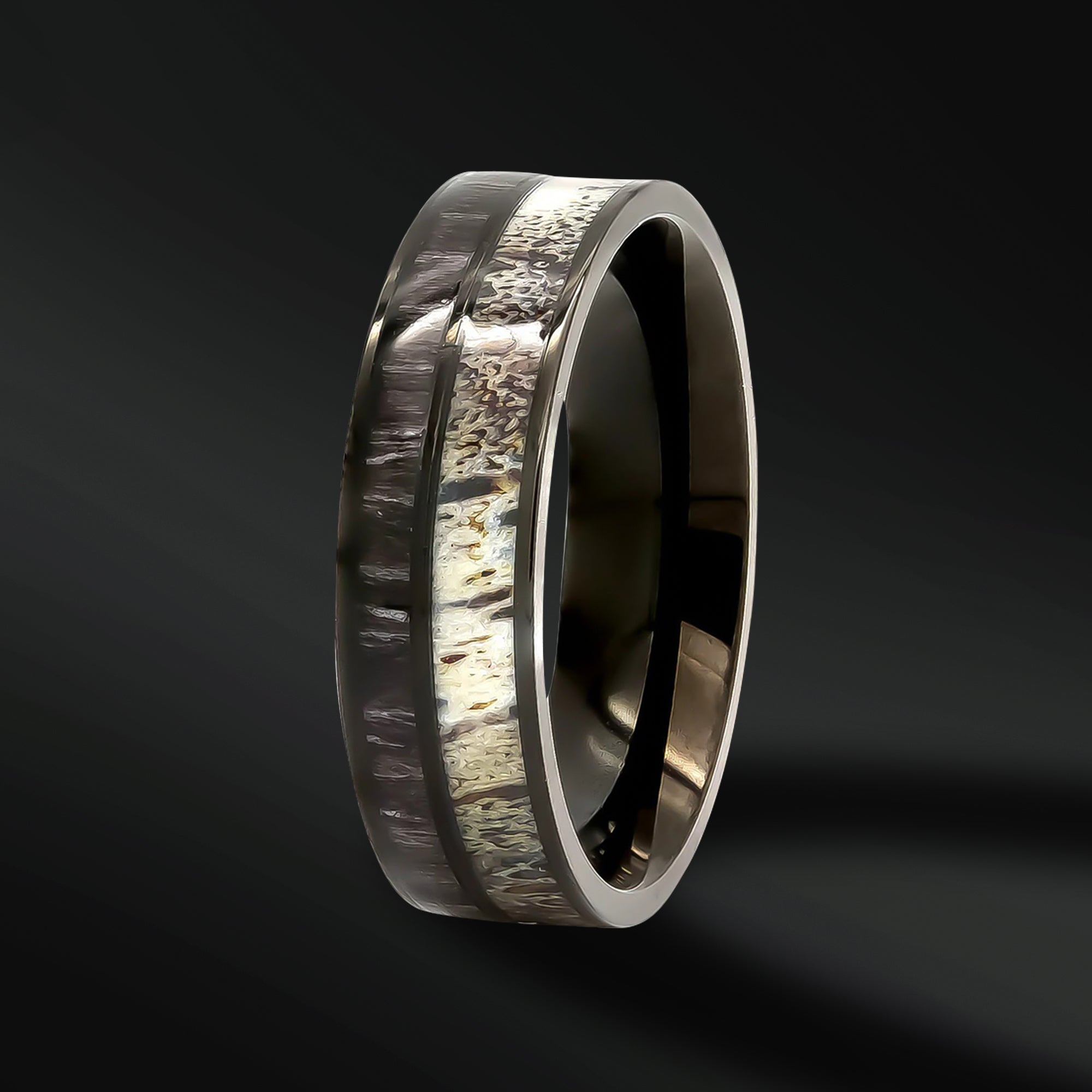 Stainless Steel Ring for Men | Koa Wood Wedding Band for Men | 8mm