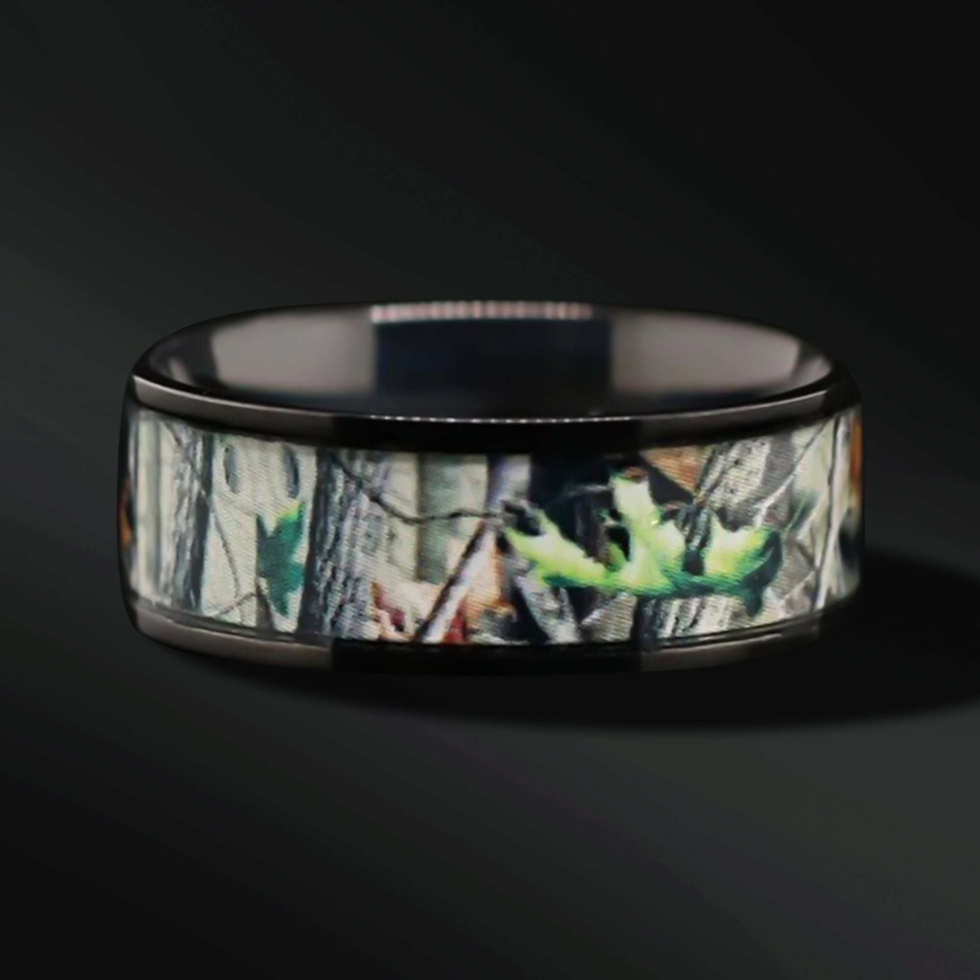 Titanium Black Camo Ring Hunting Camouflage Wedding Band