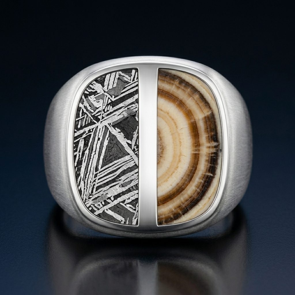Frontier - Aletai Meteorite & Mammoth Tooth - Signet Ring