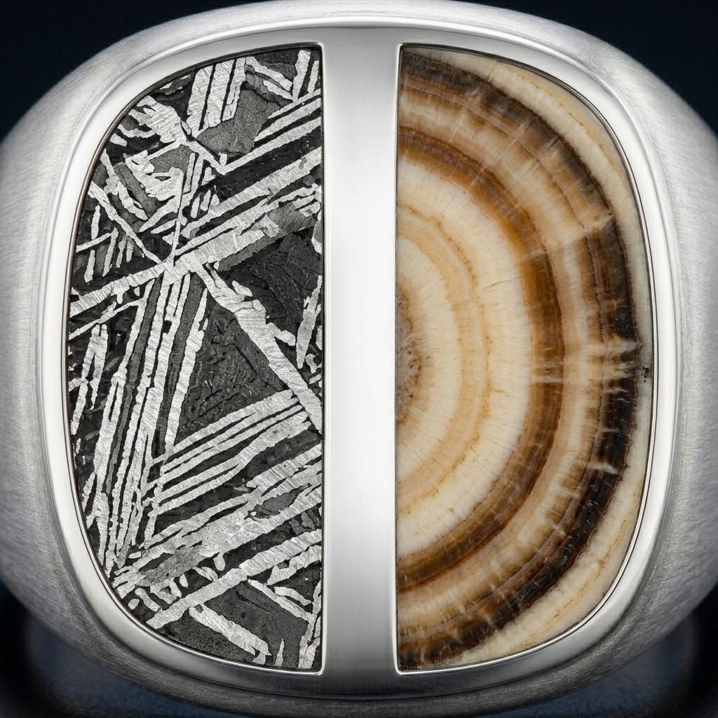 Frontier - Aletai Meteorite & Mammoth Tooth - Signet Ring