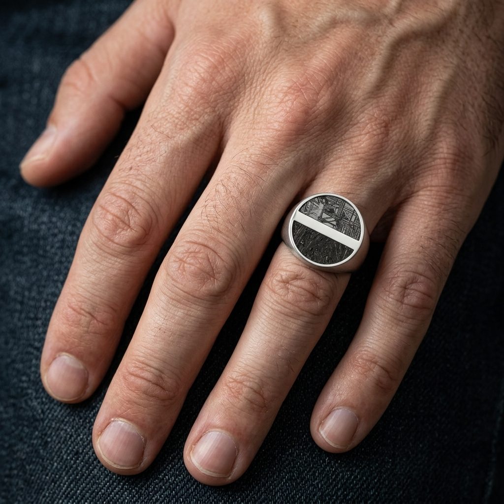 Meridian Seal - Aletai & Lunar Meteorite - Signet Ring