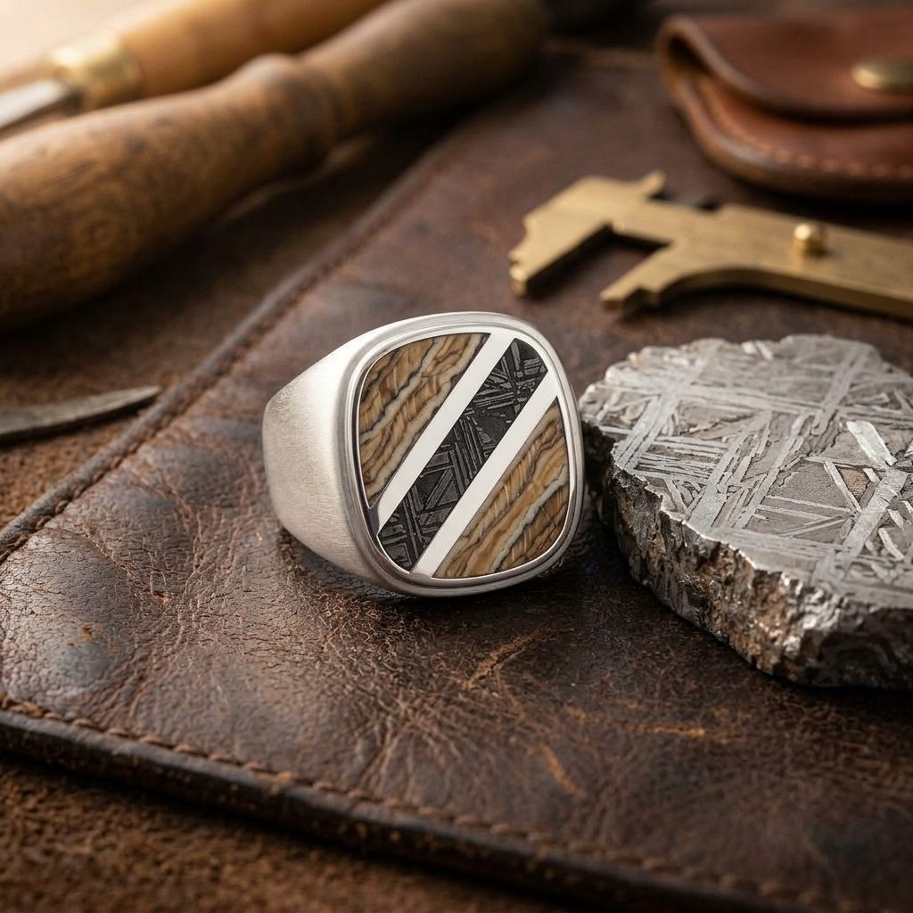 Relic - Mammoth Tooth & Aletai Meteorite - Signet Ring