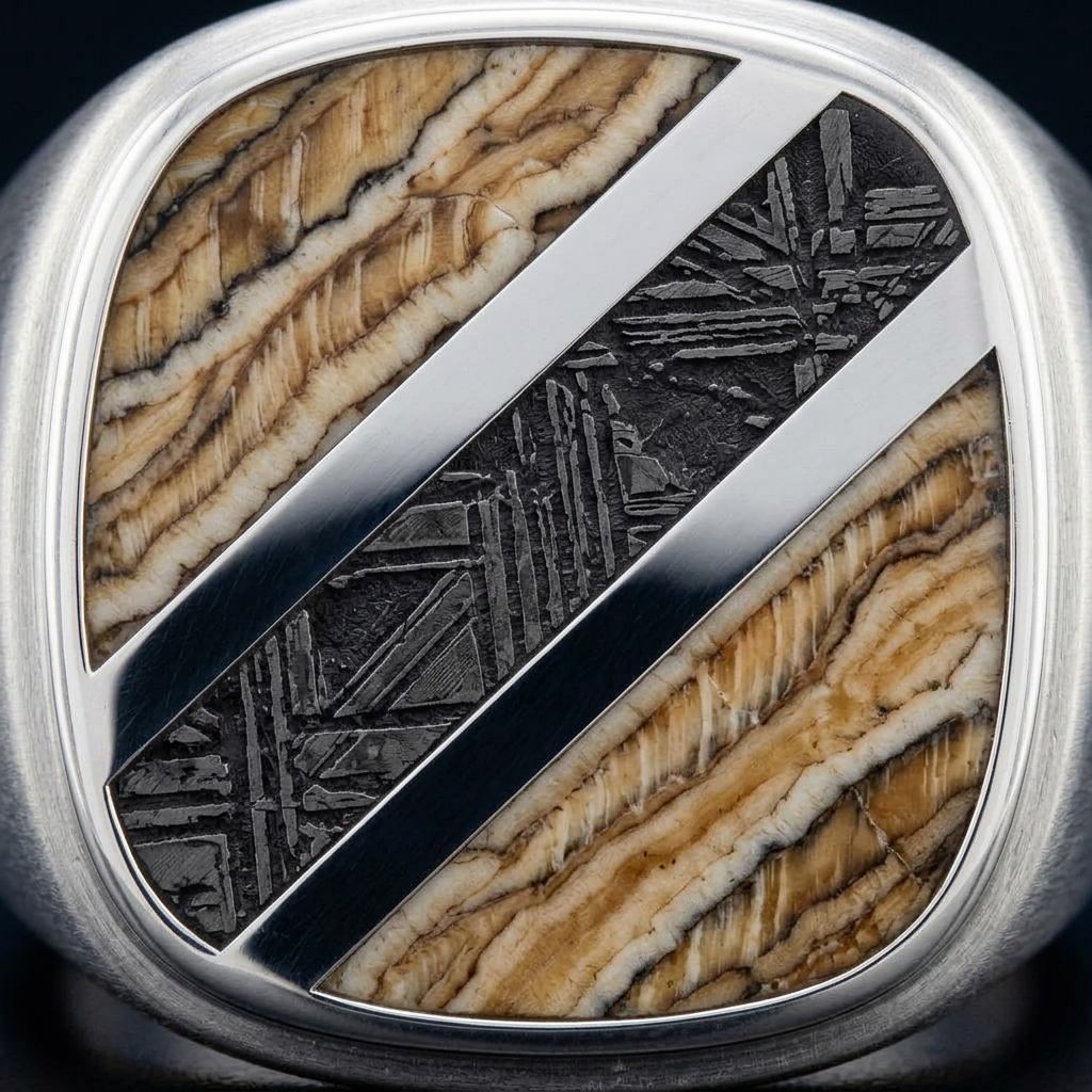Relic - Mammoth Tooth & Aletai Meteorite - Signet Ring