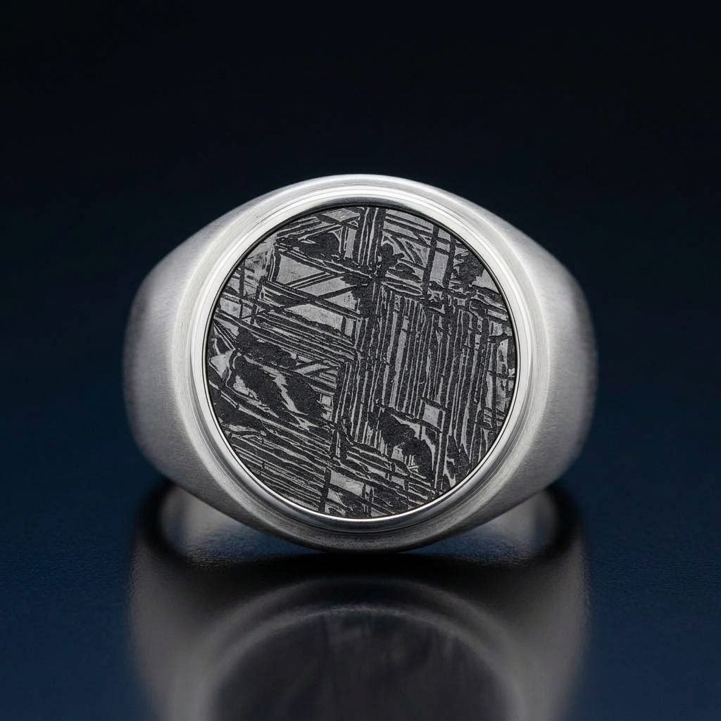 Vulcan - Black Aletai Meteorite - Signet Ring