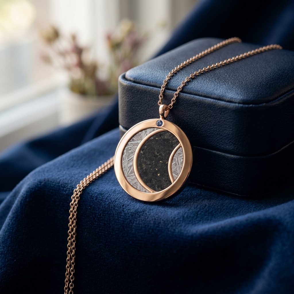 Gemini Moon - Lunar & Muonionalusta Meteorite - Pendant