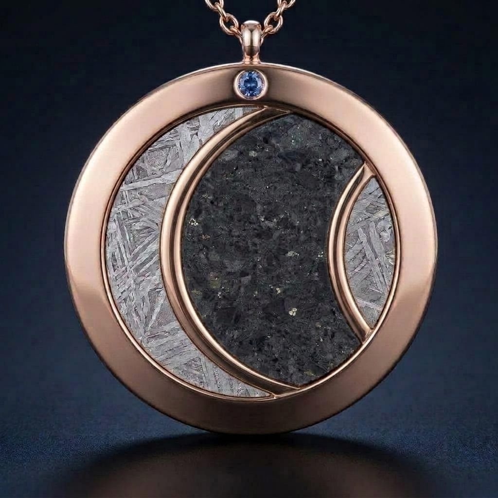 Gemini Moon - Lunar & Muonionalusta Meteorite - Pendant