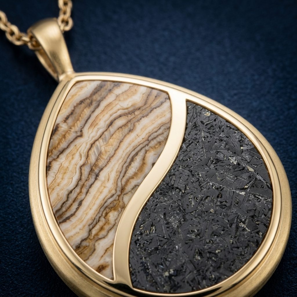 Tide - Mammoth Tooth & Lunar Meteorite - Pendant