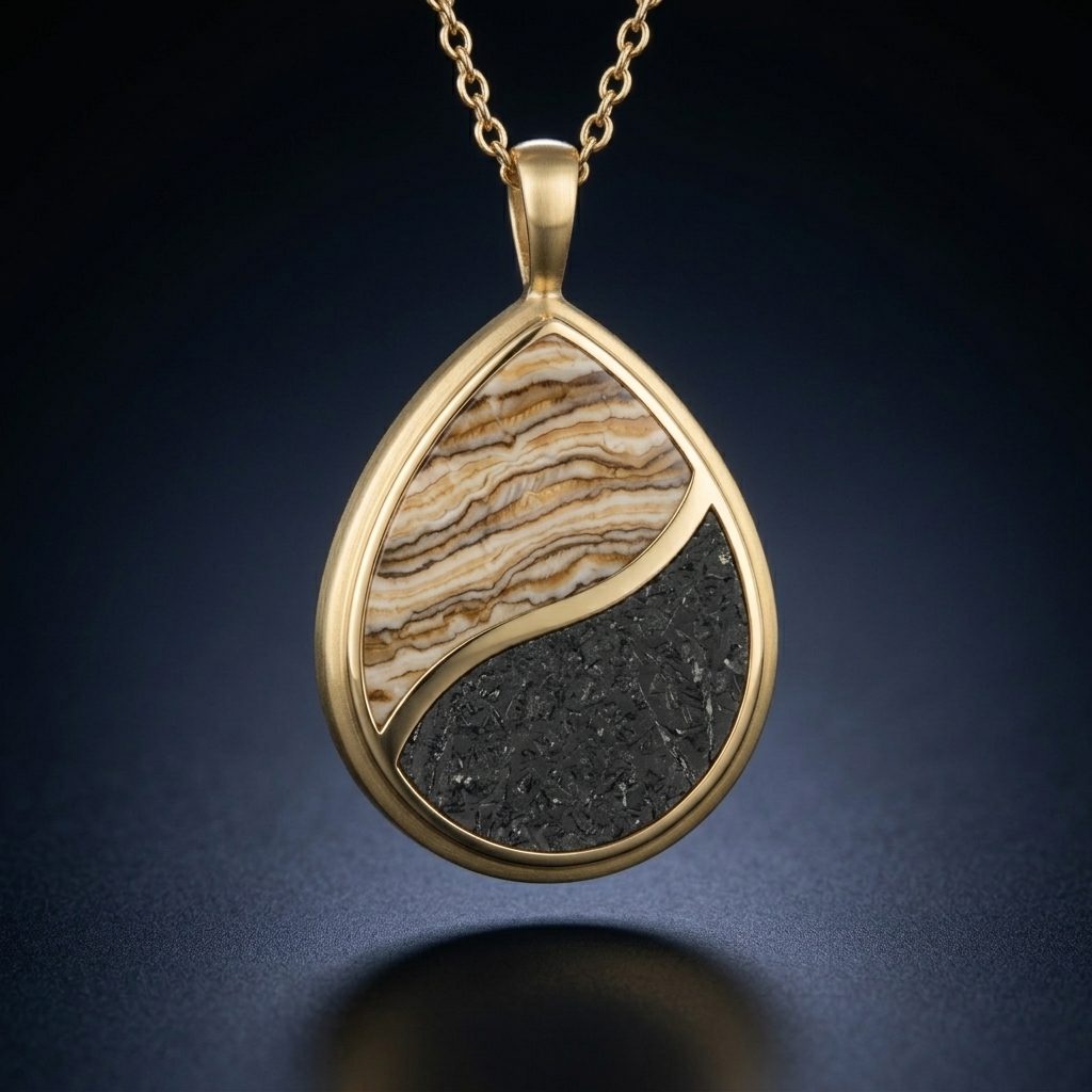 Tide - Mammoth Tooth & Lunar Meteorite - Pendant