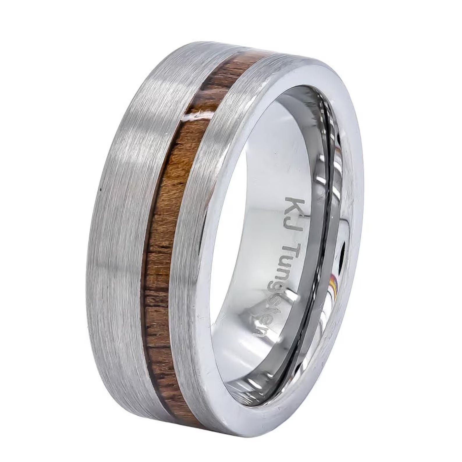 Tungsten Brown Koa Wood Ring - Unisex Engagement Wedding Band