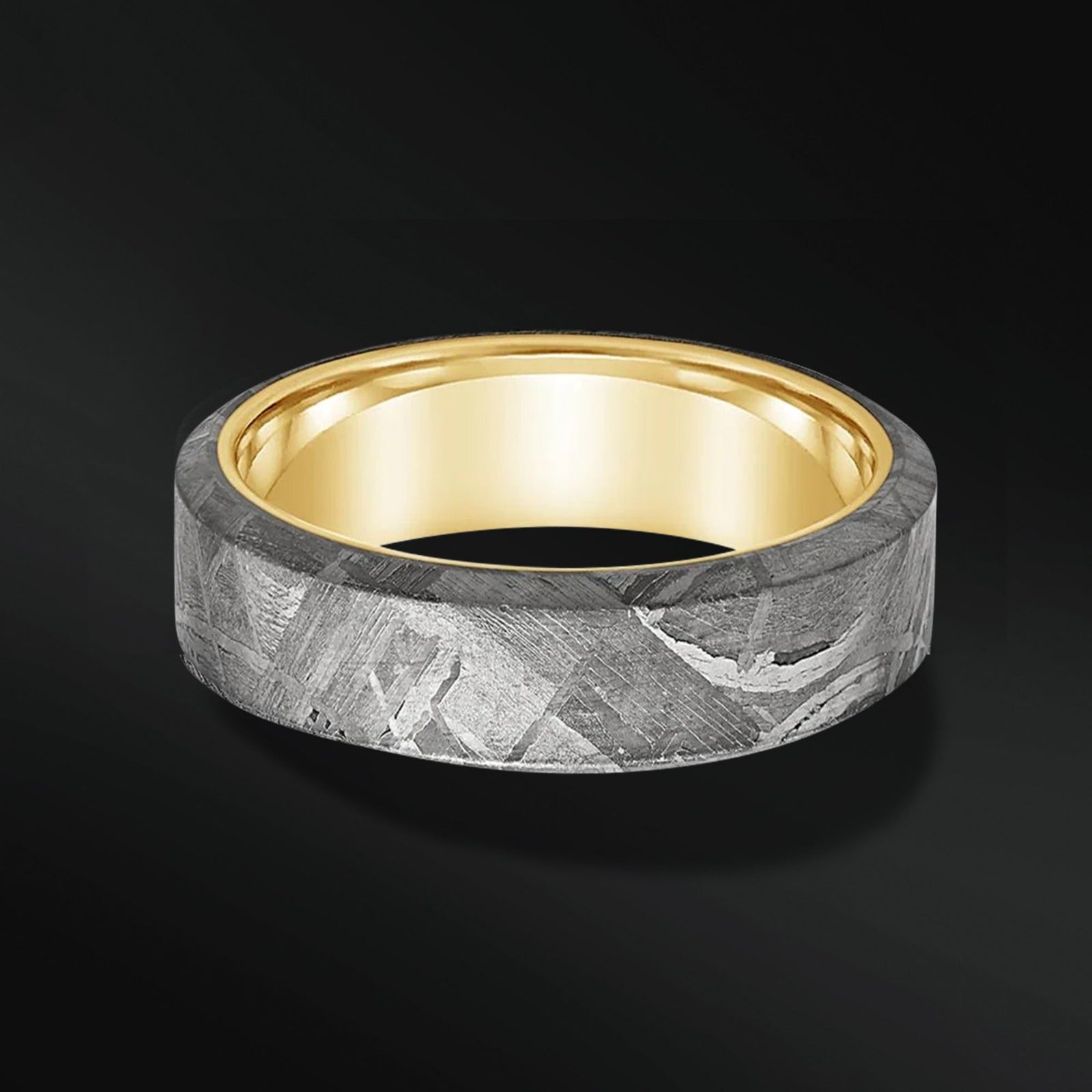 TUNGSTEN WEDDING BAND WITH METEORITE INLAY FOR MEN