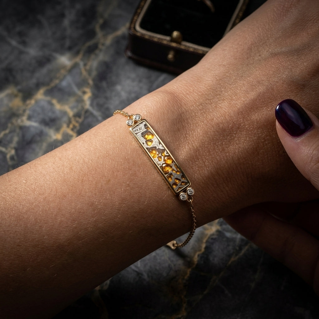 Pallasite Bar Chain Bracelet