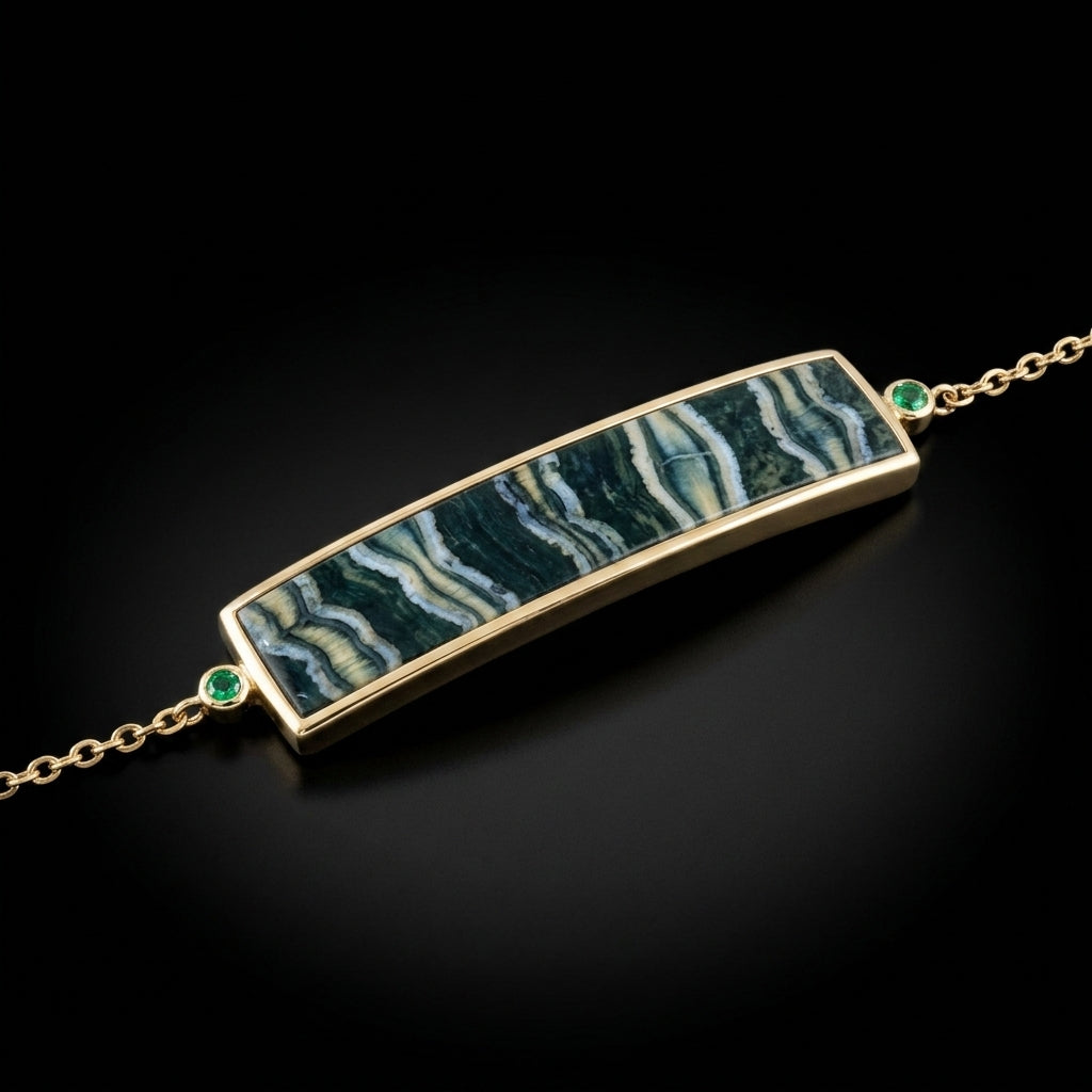 Ancient Bar — Mammoth Tooth & Emerald Bracelet