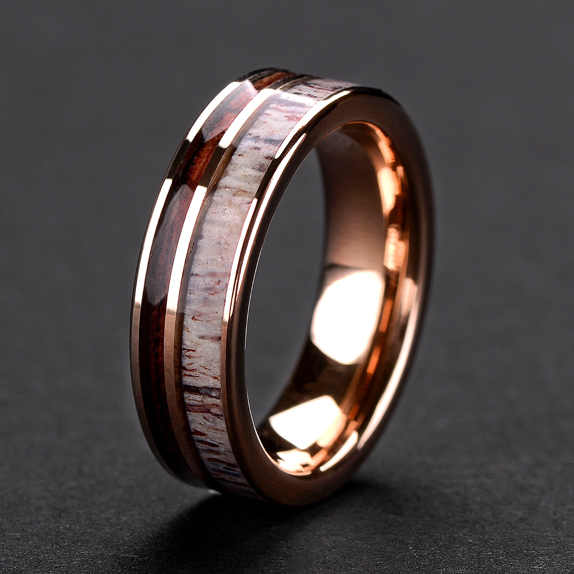 Tungsten Meteorite Ring for Women | Gold Plated Wedding Band | 6mm