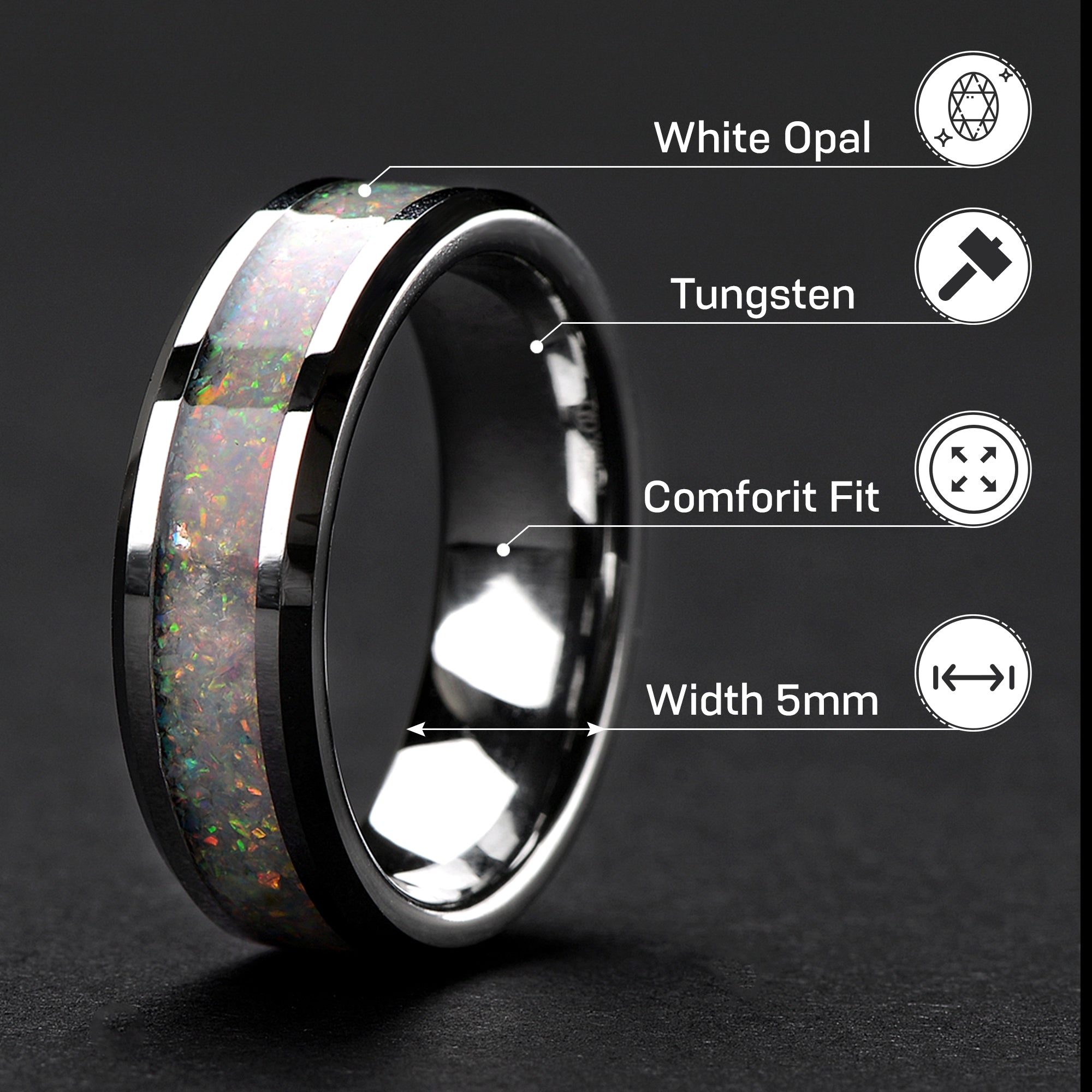 Tungsten Ring Wedding Band for Men - 8mm