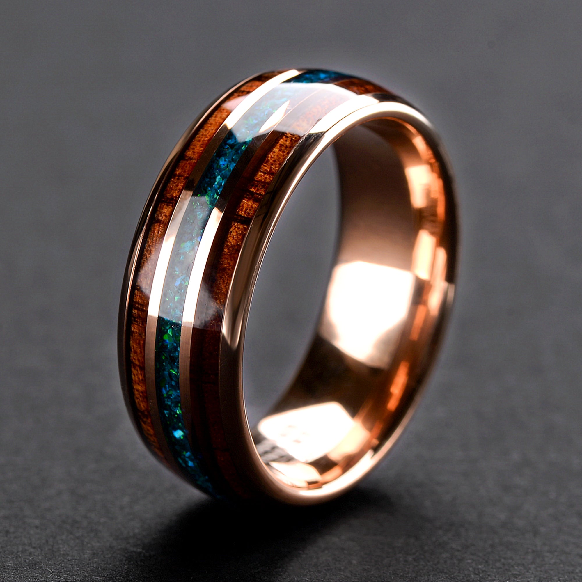 Tungsten Meteorite Ring for Men | Gold Plated Wedding Band | 8mm