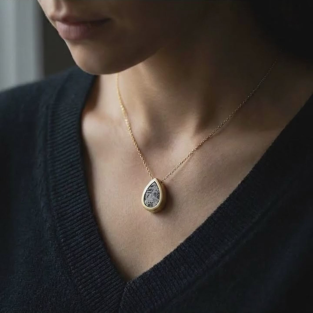 Teardrop - Lunar Meteorite - Pendant — wearing video