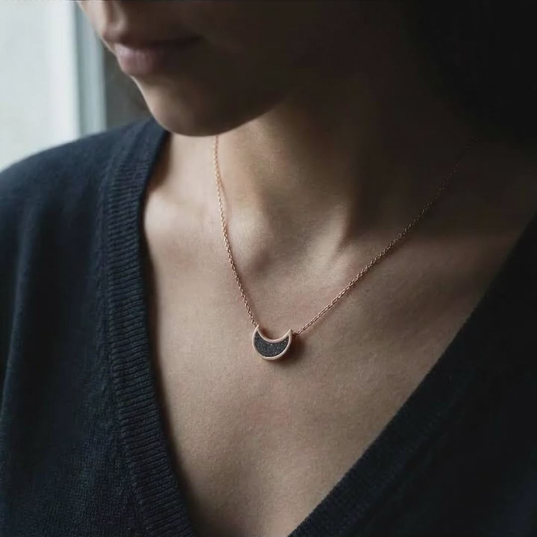 Crescent - Lunar Meteorite - Pendant — wearing video