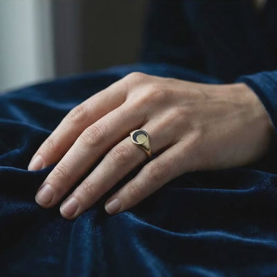 Crescent - Lunar Meteorite - Signet Ring — wearing video
