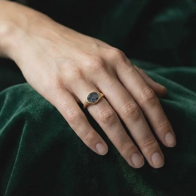Luna - Lunar Meteorite - Signet Ring — wearing video