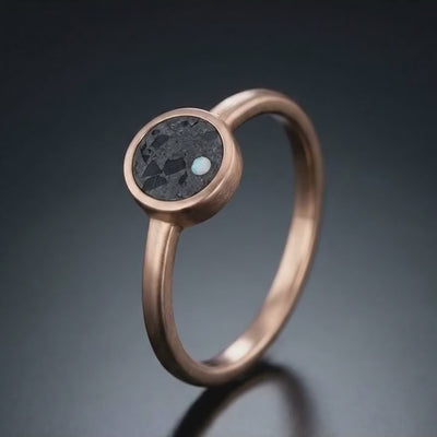 Selena - Lunar Meteorite and Opal - Signet Ring — SPR rotation