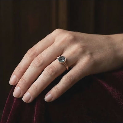 Selena - Lunar Meteorite and Opal - Signet Ring — wearing video