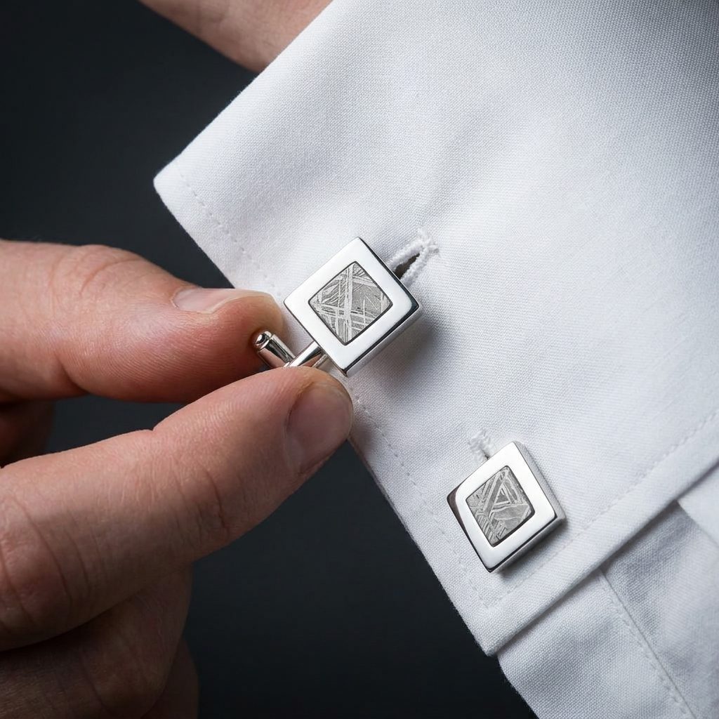 Quasar Stud - Muonionalusta Meteorite - Cufflinks