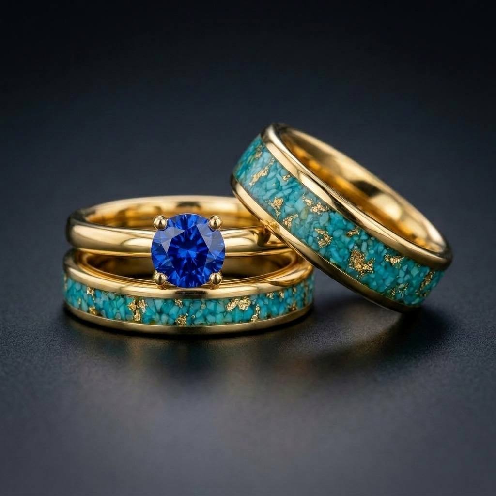 Ocean Gold Set — Sapphire Variation