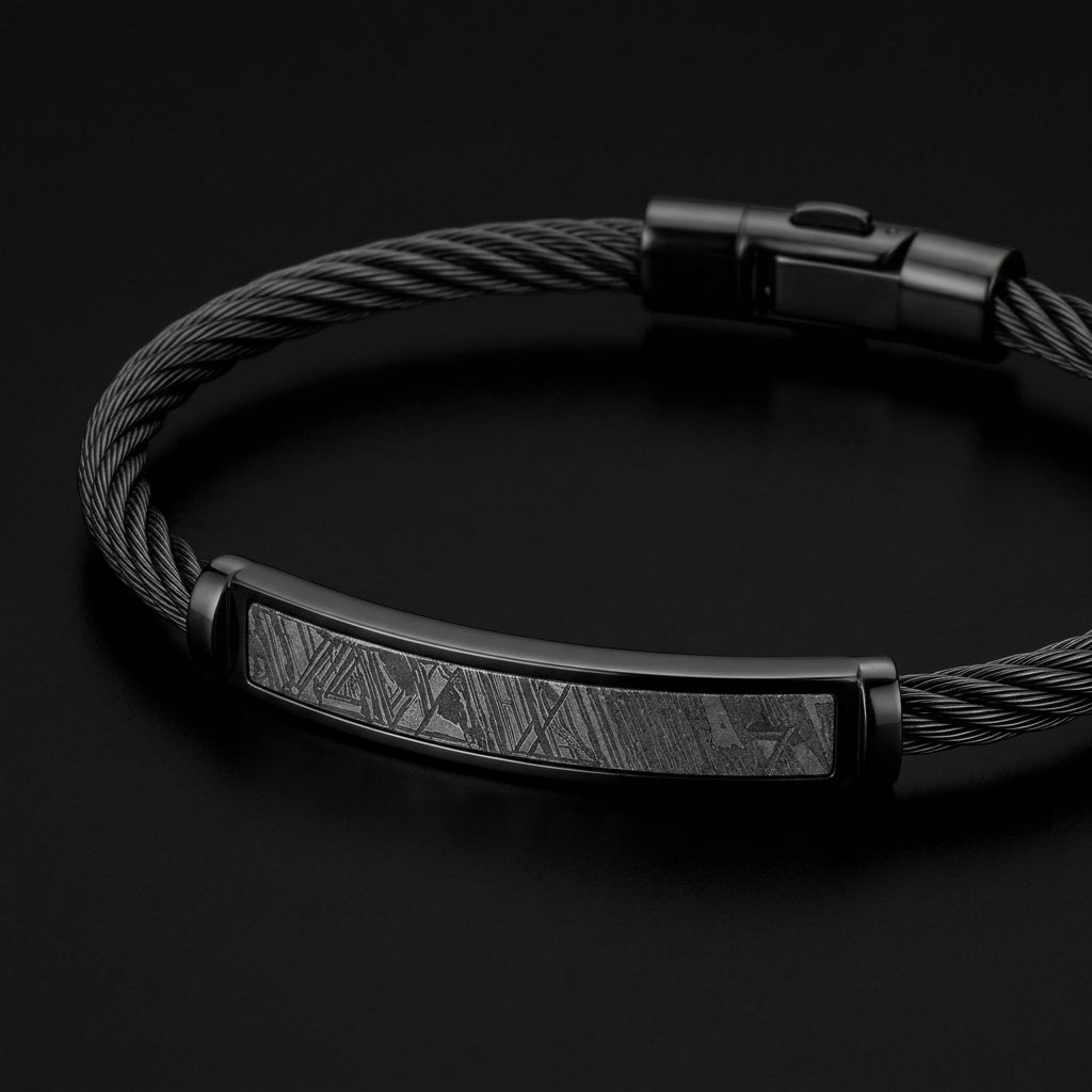 Dark Wire — Men's Slim Aletai Meteorite Cable Bracelet
