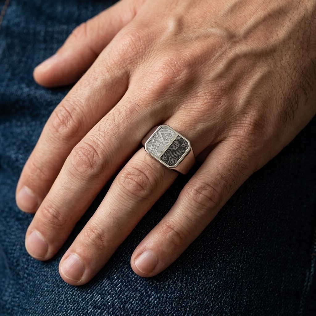 Twin Strip - Muonionalusta & Black Aletai - Slim Signet Ring