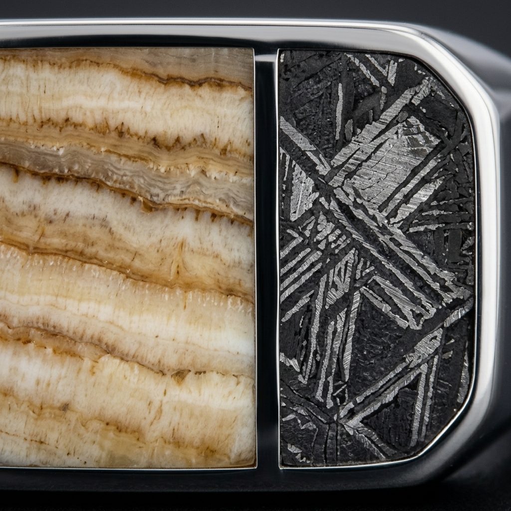 Two Thirds - Mammoth Tooth & Aletai Meteorite - Slim Signet Ring