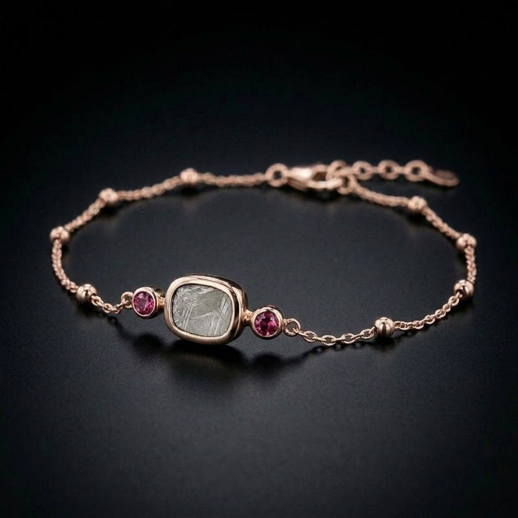 Stardust — Meteorite & Pink Tourmaline Satellite Bracelet