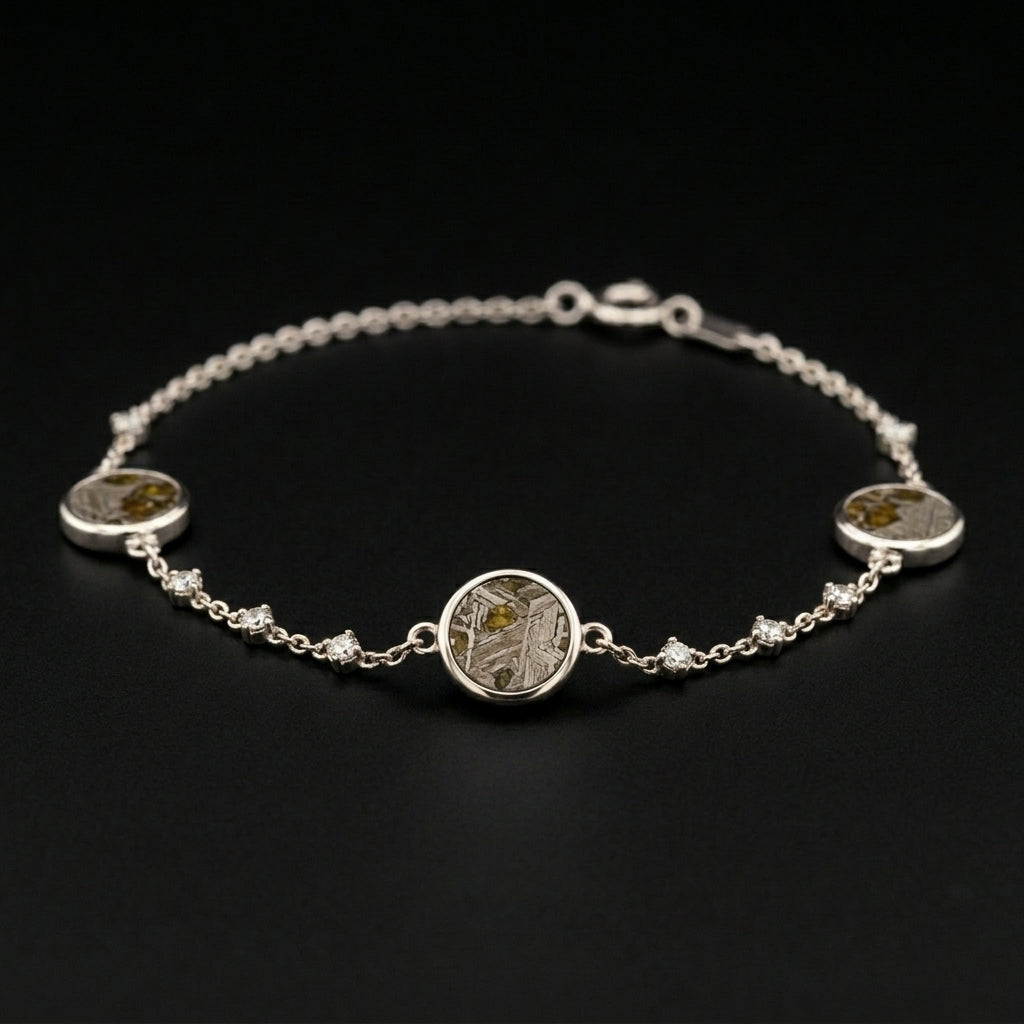 Pallasite Three Disc Bracelet