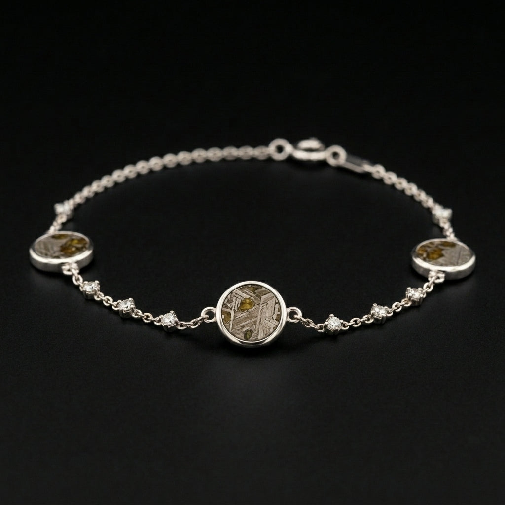 Pallasite Three Disc Bracelet