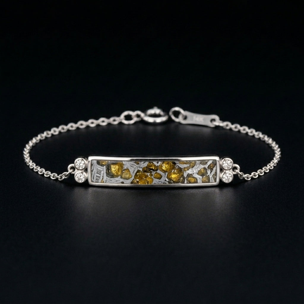 Pallasite Bar Chain Bracelet