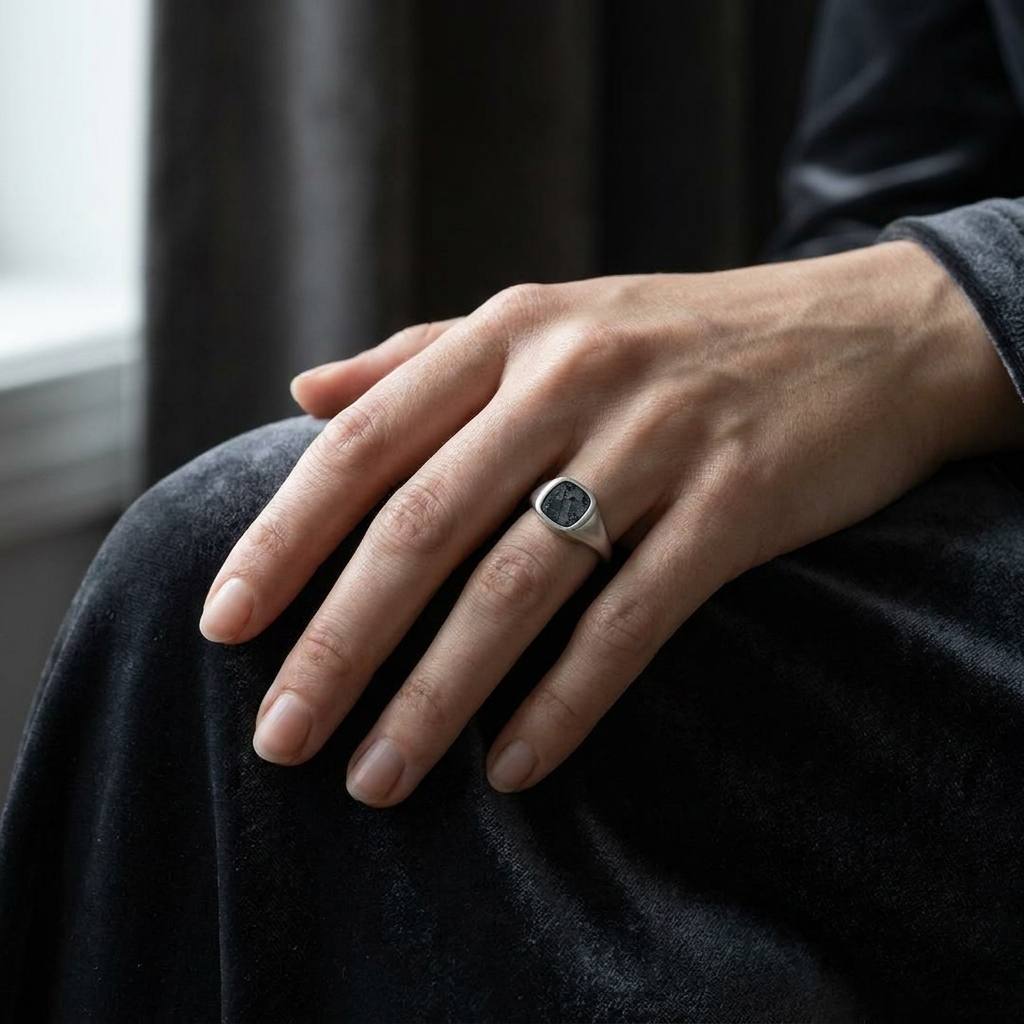 Artemis - Lunar Meteorite - Signet Ring — lifestyle_hand