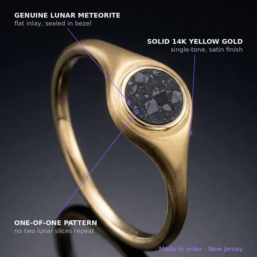 Gemini - Lunar Meteorite - Signet Ring — annotated