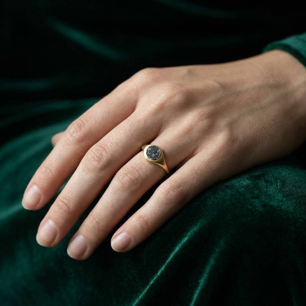 Gemini - Lunar Meteorite - Signet Ring — lifestyle_hand