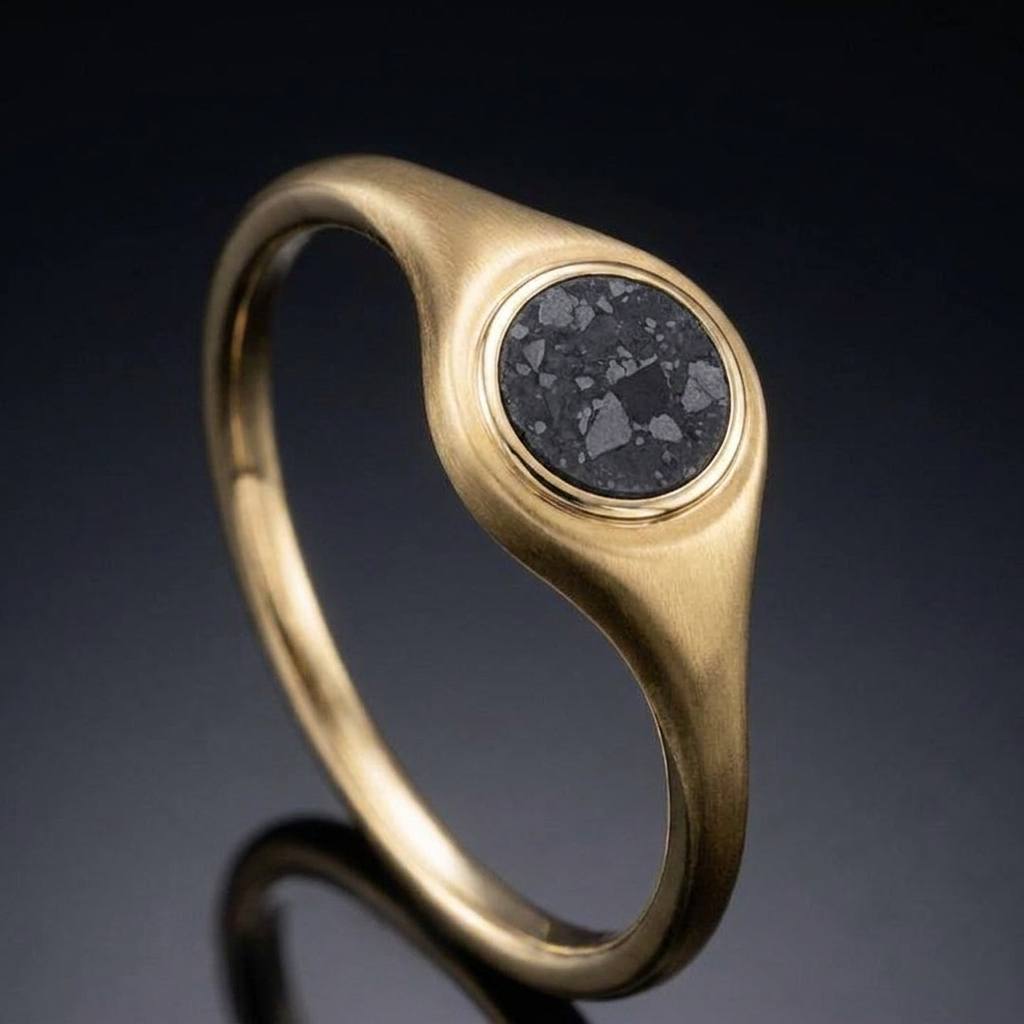Gemini - Lunar Meteorite - Signet Ring — hero
